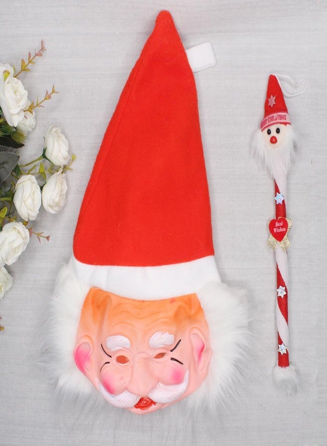 BAAL Christmas Santa Mask With Stick For Kids and Adults - Image 4